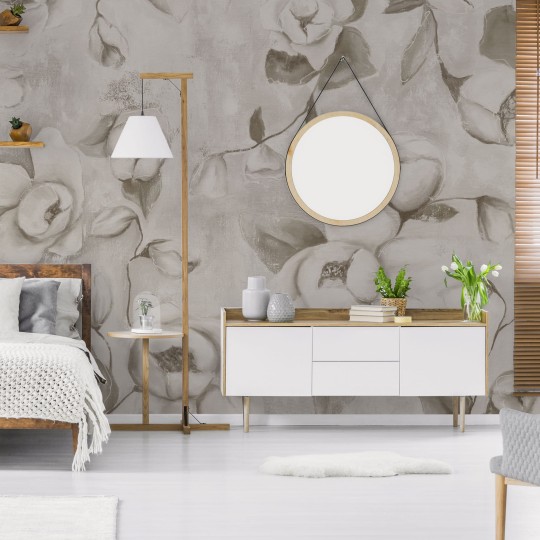 Wall Art Kotone Beige - mural w kwiaty