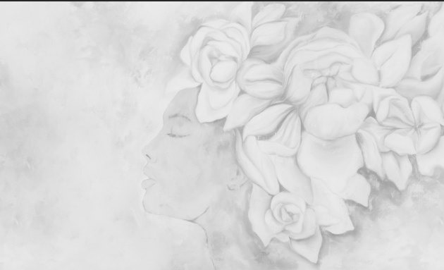 Wall Art Persephone Light - mural kobieta z bukietem kwiatów