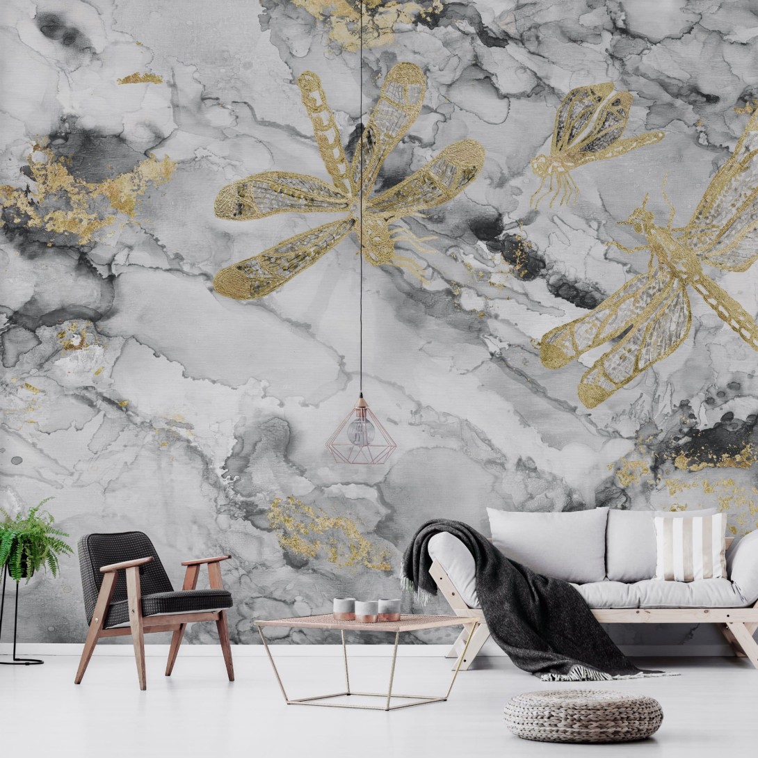 Wall Art Portafortuna B&W - mural w ważki