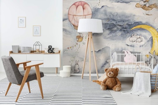 Wall Art Moonie Blue - mural dziecięcy w króliczki
