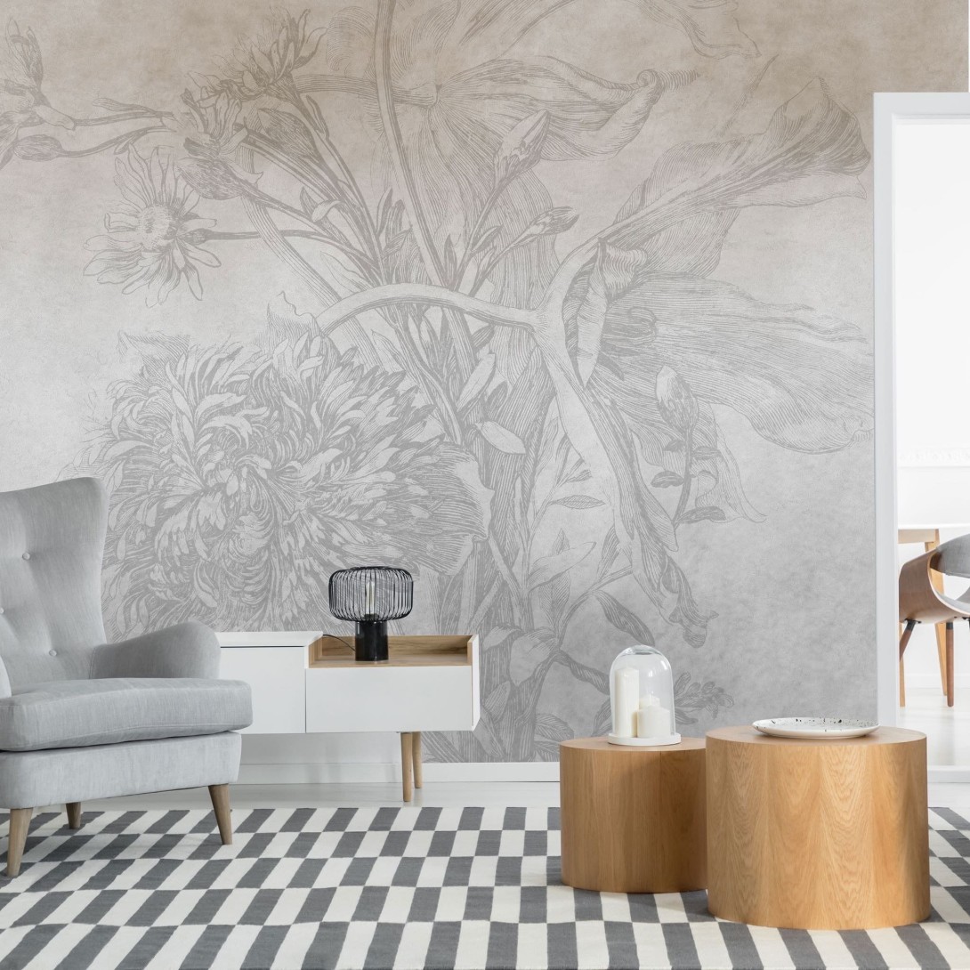 Wall Art Grey Ombre Flower - mural subtelne kwiaty