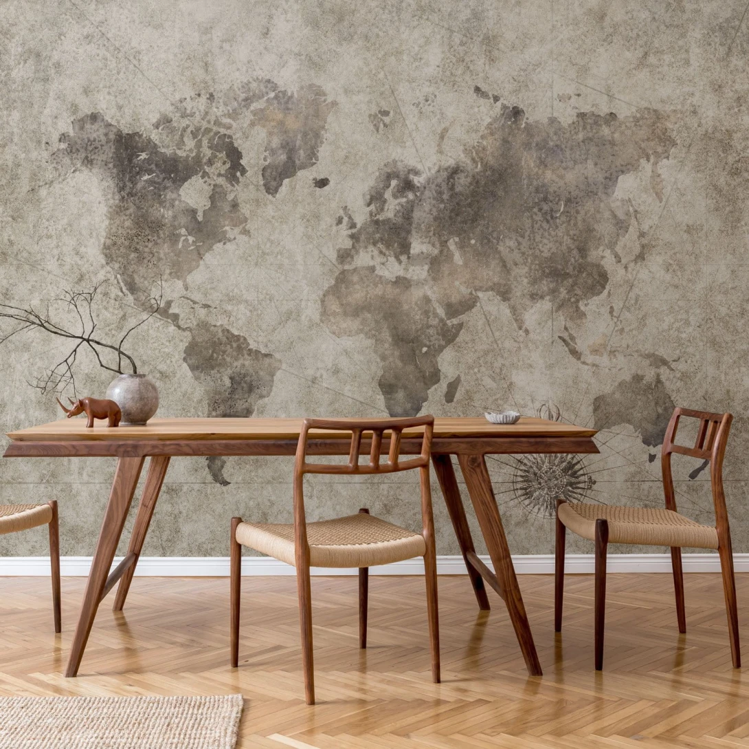 Wall Art Grunge World Map - mural mapa