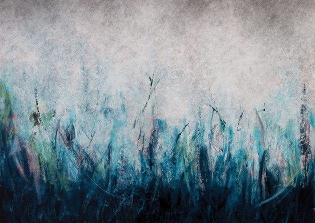 Wall Art Tosca Blue - mural o wzorze trawy