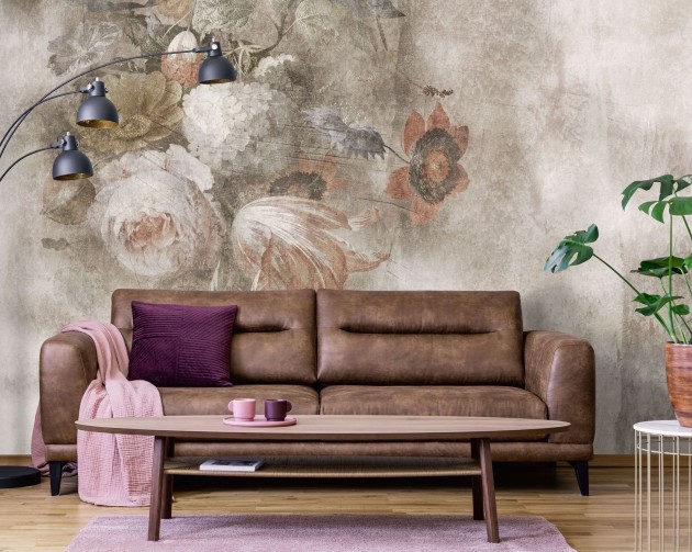 Wall Art Boudoir Vintage - mural w kwiaty