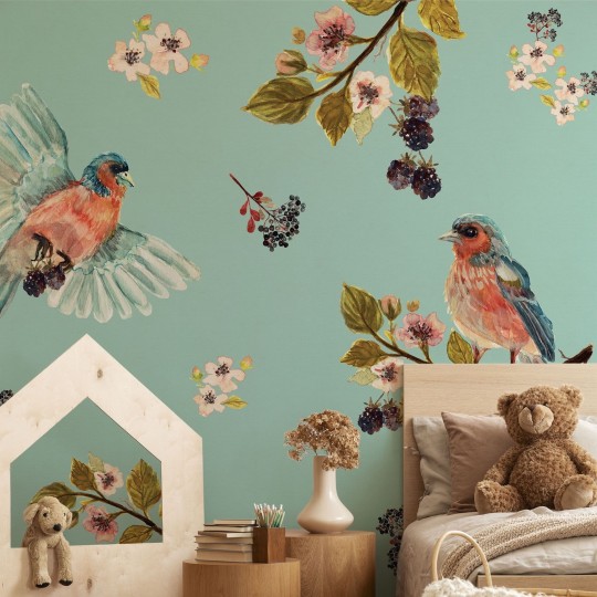 Wall Art 2020/2021 Uccello Cantante Mint - mural ptaki