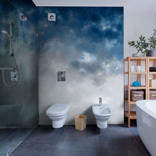 Wall Art Watercolor Ombre Blue & Grey - mural ombre