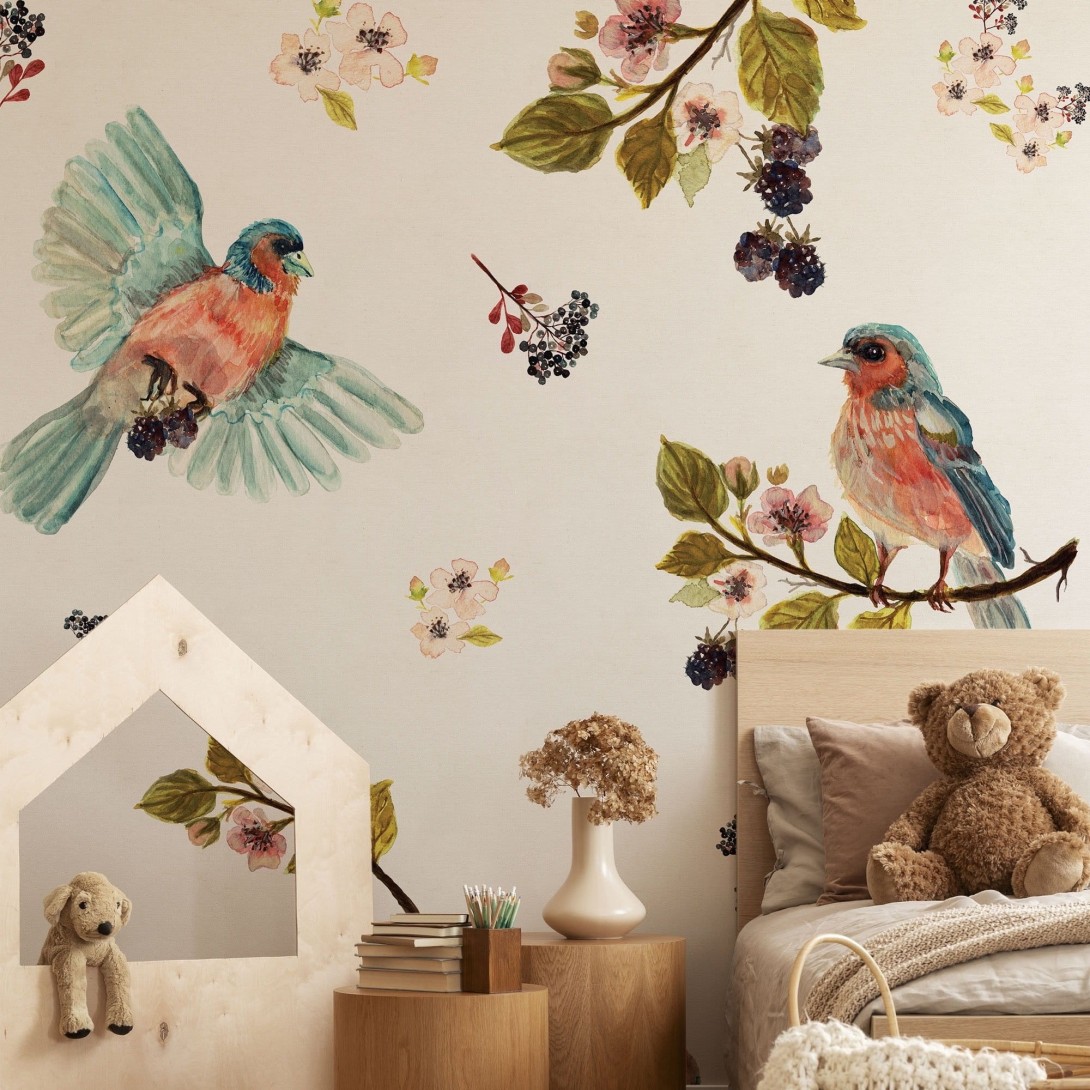 Wall Art Uccello Cantante Cream - mural ptaki