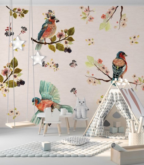 Wall Art 2020/2021 Uccello Cantante Pink - mural ptaki