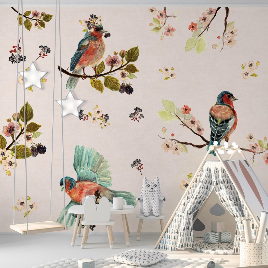 Wall Art Uccello Cantante Pink - mural ptaki