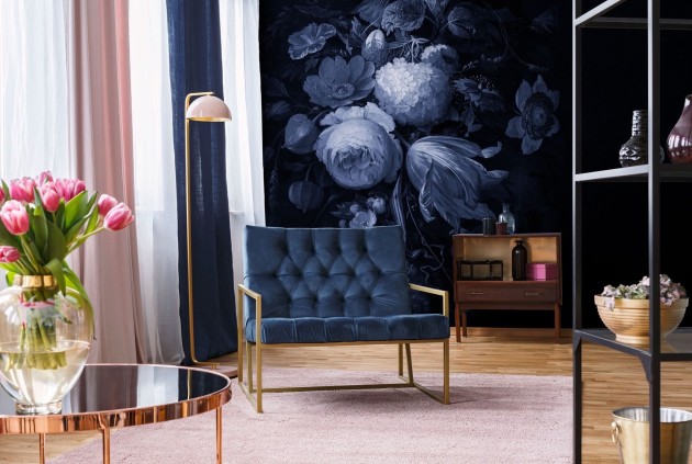 Wall Art Originals Boudoir Navy - mural kwiaty