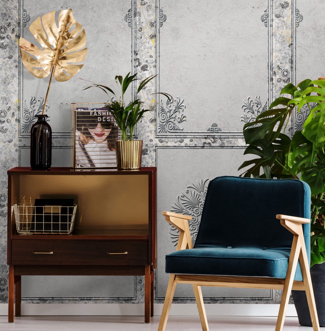 Tapeta Wall Art Noire Refined Grey Opulence  - tapeta sztukateria