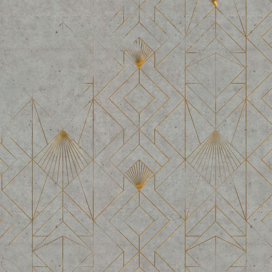 Wall Art Originals Concrete Fan Gold - mural geometryczny