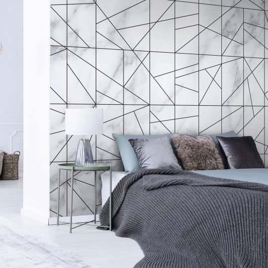 Tapeta Wall Art Raw Marble Veins Black - tapeta geometryczna