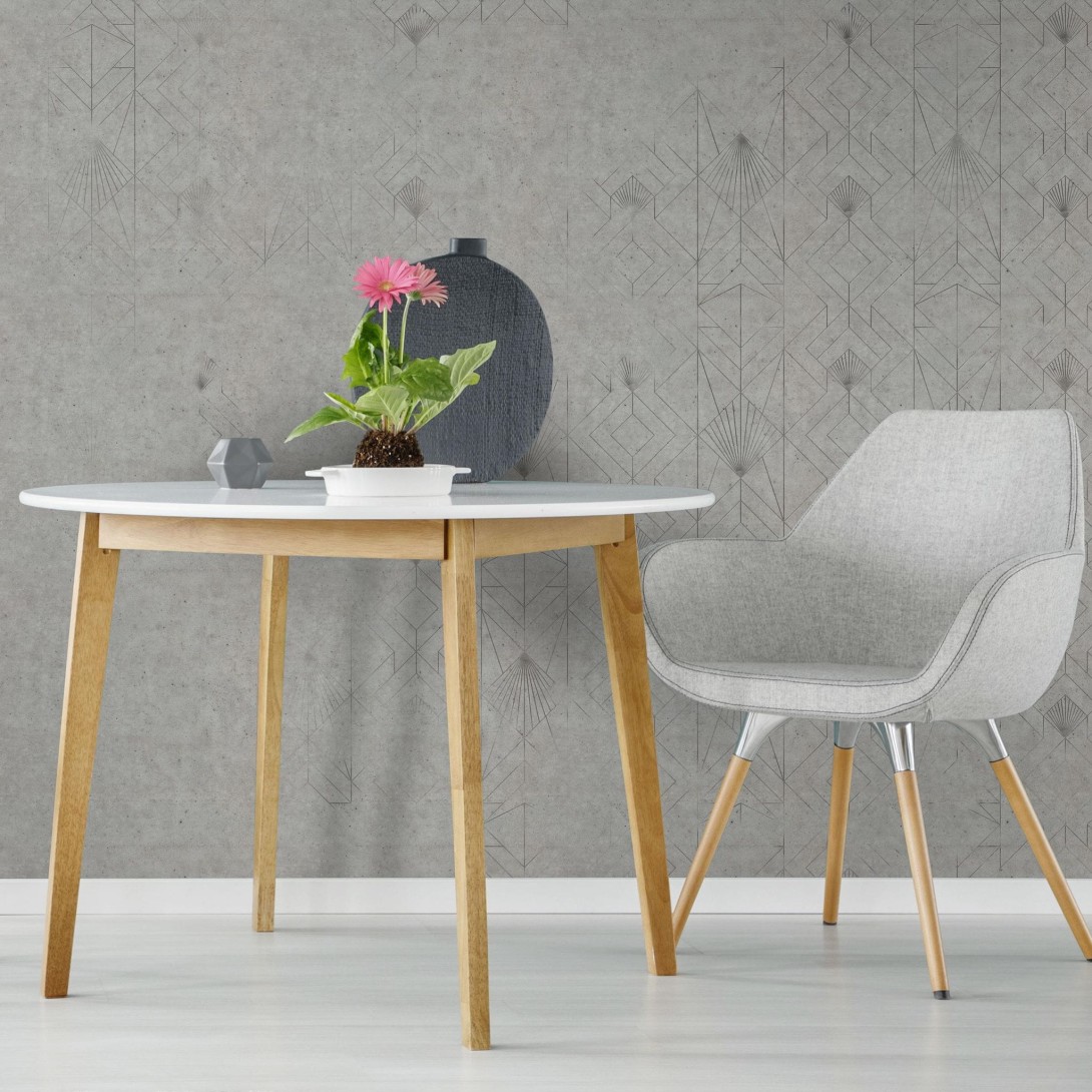 Tapeta Wall Art Raw Concrete Fan Grey - tapeta geometryczna