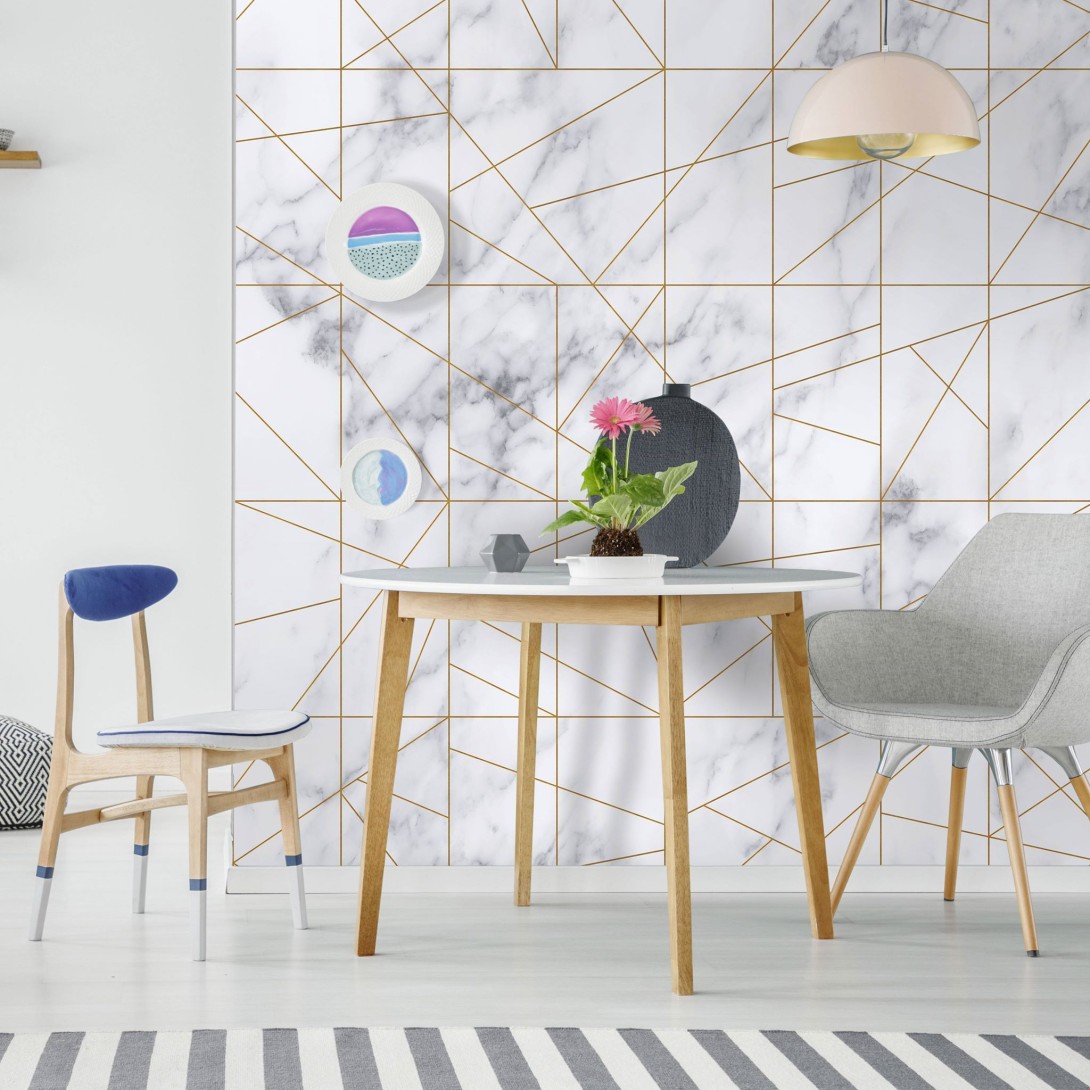 Tapeta Wall Art Raw Marble Veins Gold - tapeta geometryczna