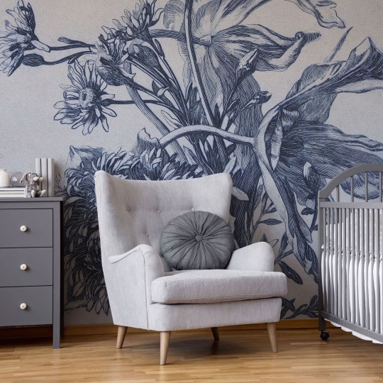 Tapeta Wall Art Classic Blue Flower - tapeta kwiaty