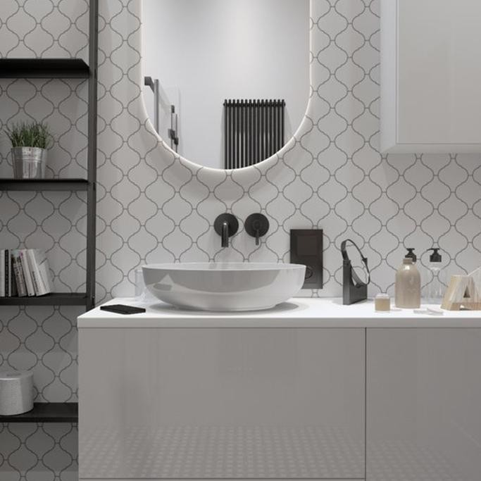 Tapeta Wall Art Classic Arabesca czarna fuga i białe tło - tapeta geometryczna