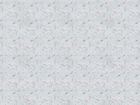 Tapeta Wall Art Classic Sakura blue - tapeta kwiaty jabłoni i żurawie