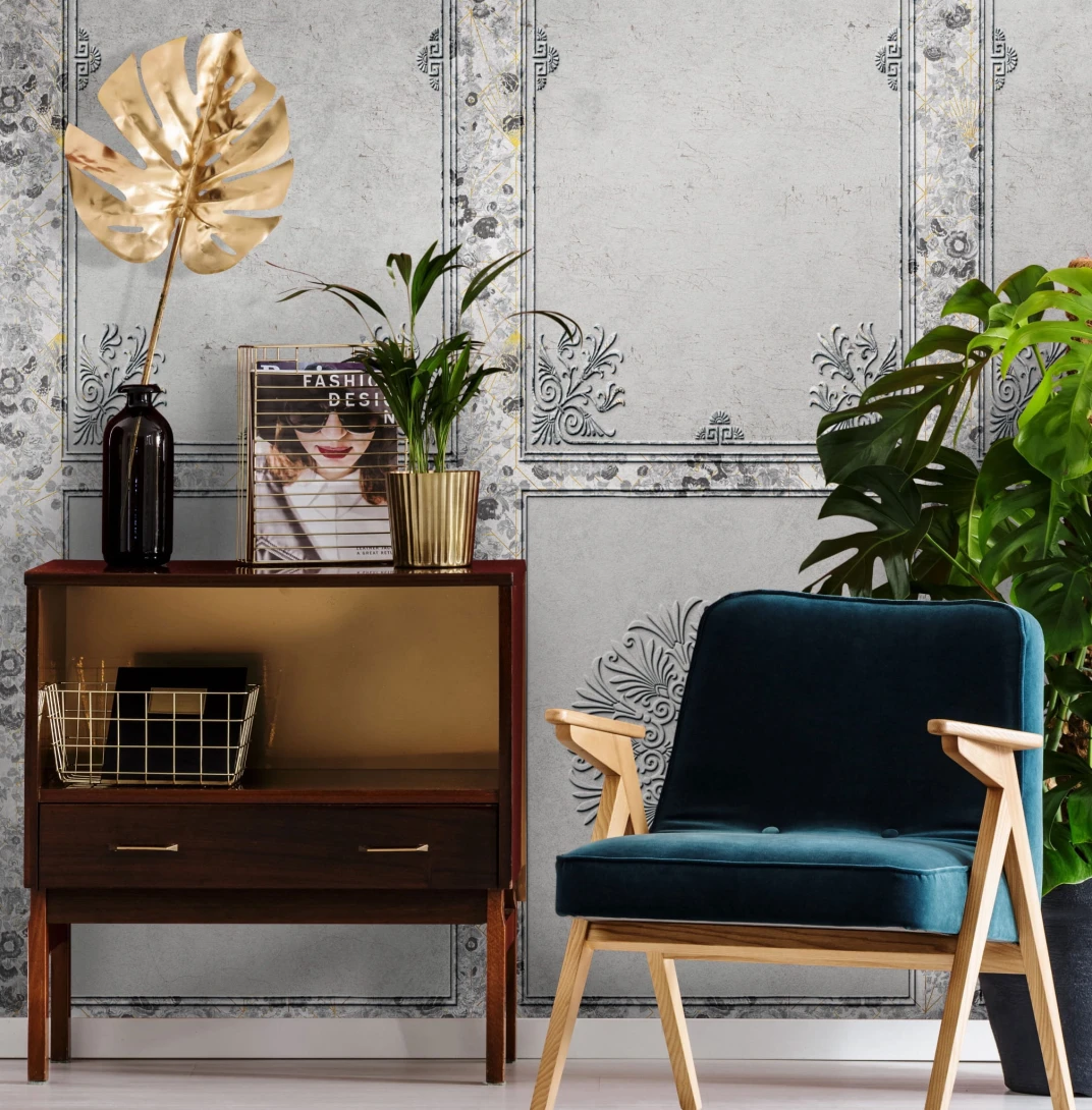 Wall Art Originals Refined Grey Opulence  - mural sztukateria