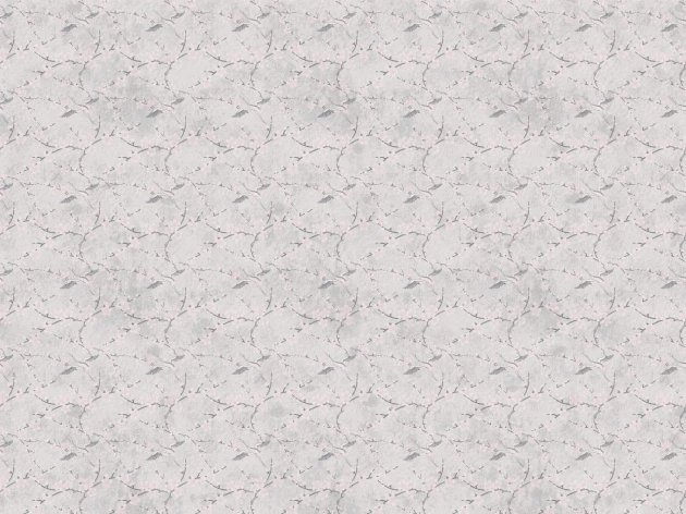 Wall Art Originals Sakura light grey - mural kwiaty jabłoni i żurawie