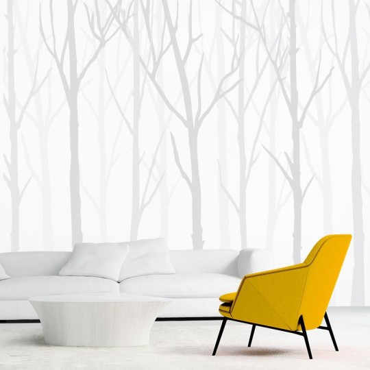 Wall Art Originals Zimowy las white - mural drzewa