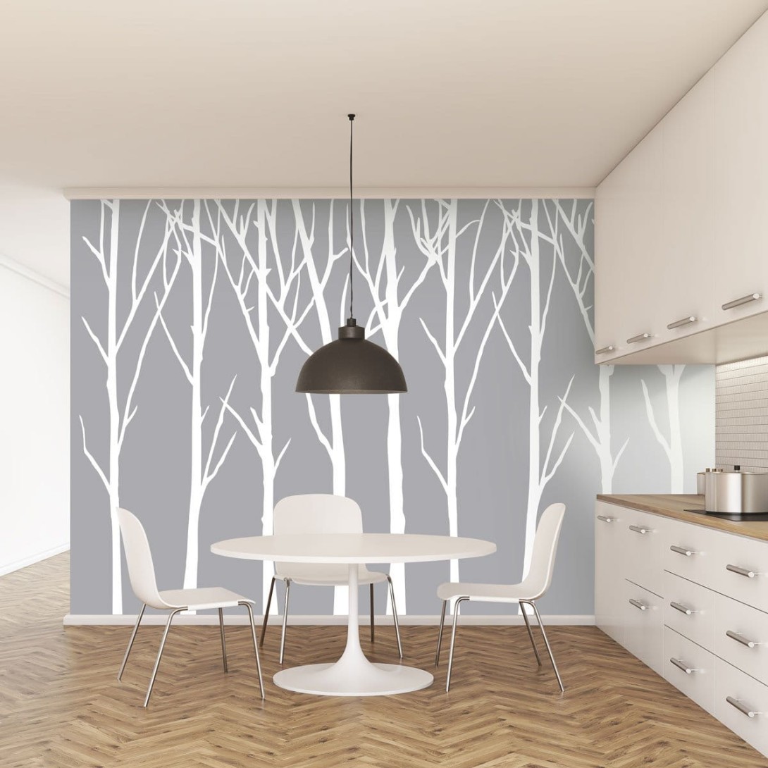 Wall Art Originals Bare Trees ciemnoszare tło - mural drzewa