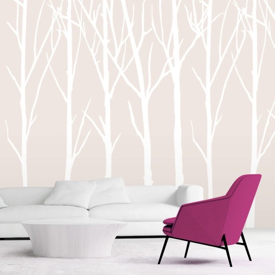 Wall Art Originals Bare Trees kawowy - mural drzewa