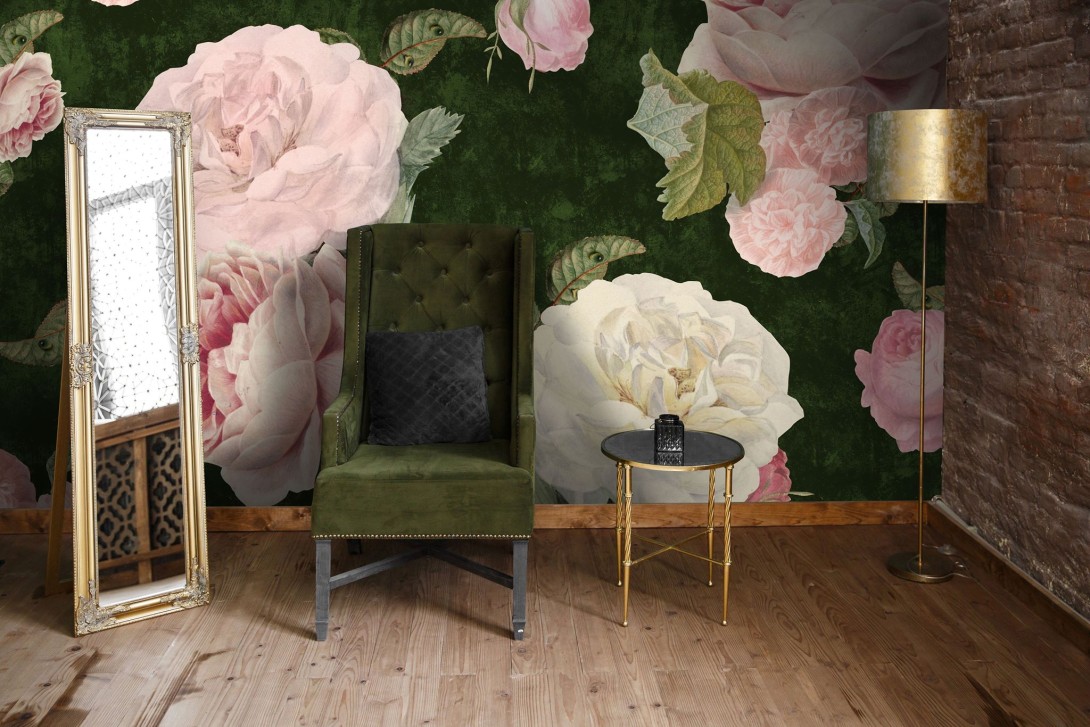Wall Art Originals Roses Dark Green - mural róże
