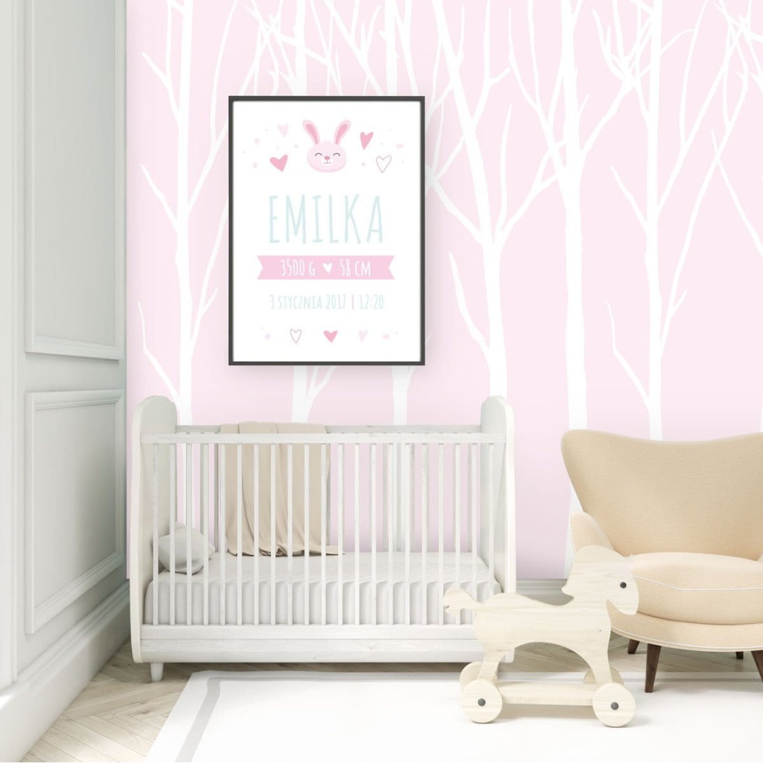 Wall Art Originals Bare Trees różowy - mural drzewa