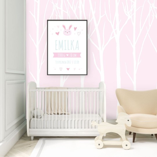 Wall Art Originals Bare Trees różowy - mural drzewa