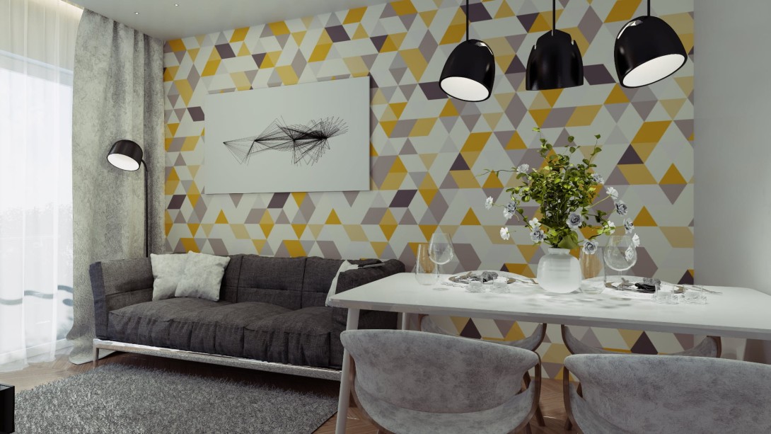 Wall Art Originals Triangles Coctail Honey - mural trójkąty