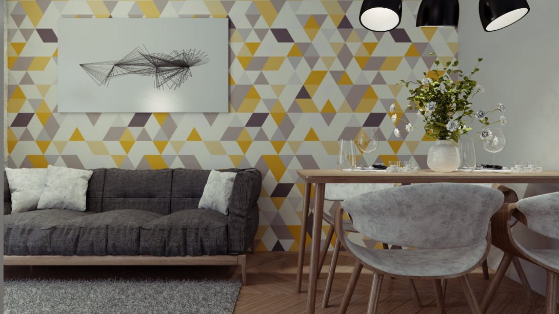 Wall Art Originals Triangles Coctail Honey - mural trójkąty