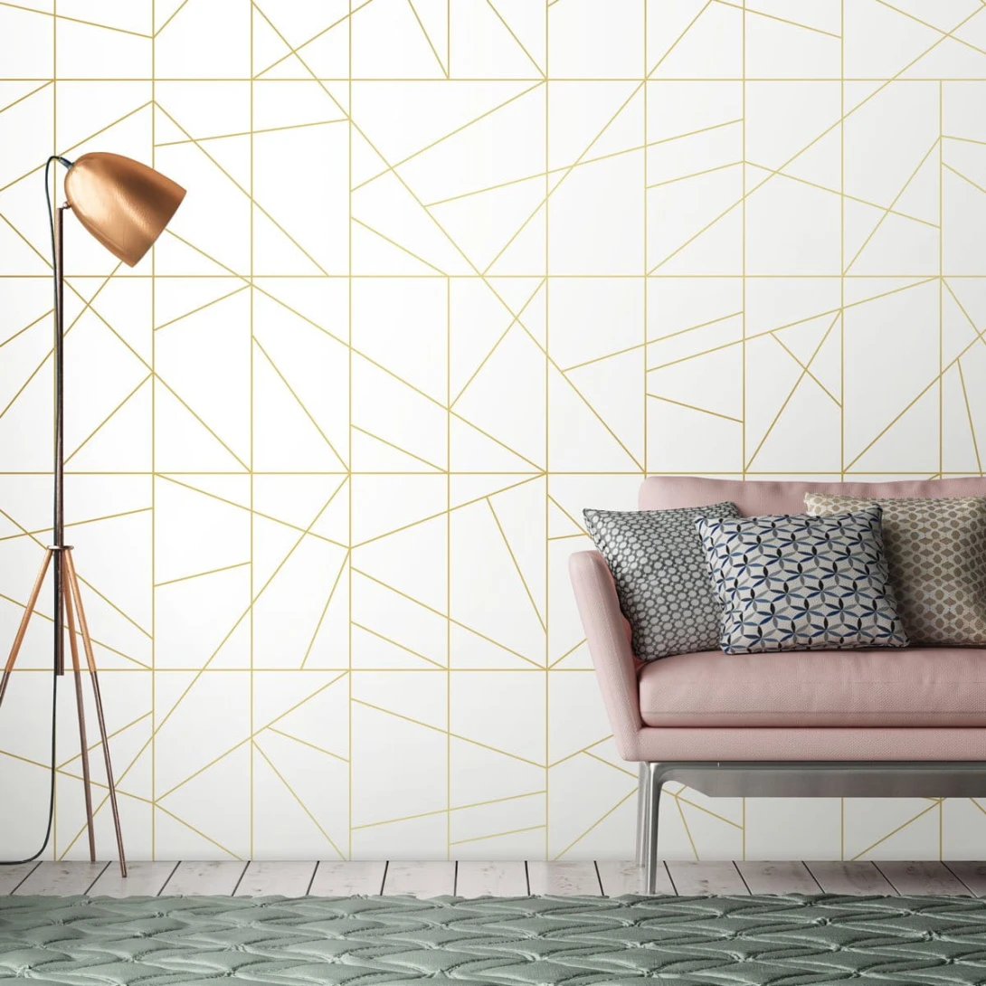 Wall Art Originals Cant Fusion white&gold - mural trójkąty