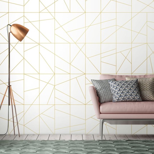 Wall Art Originals Cant Fusion white&gold - mural trójkąty
