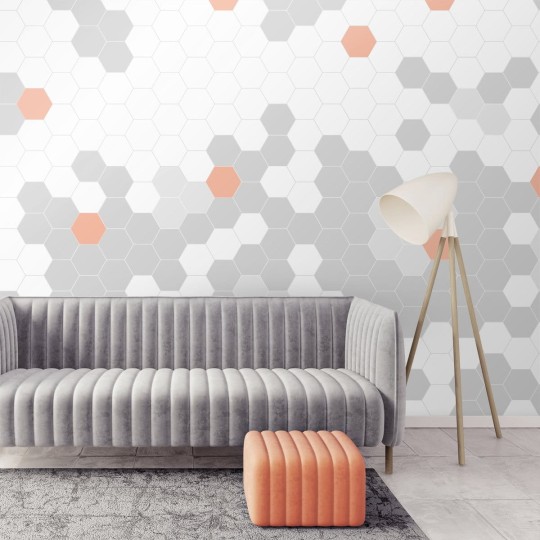Wall Art Originals Hex Me coral - mural geometryczny
