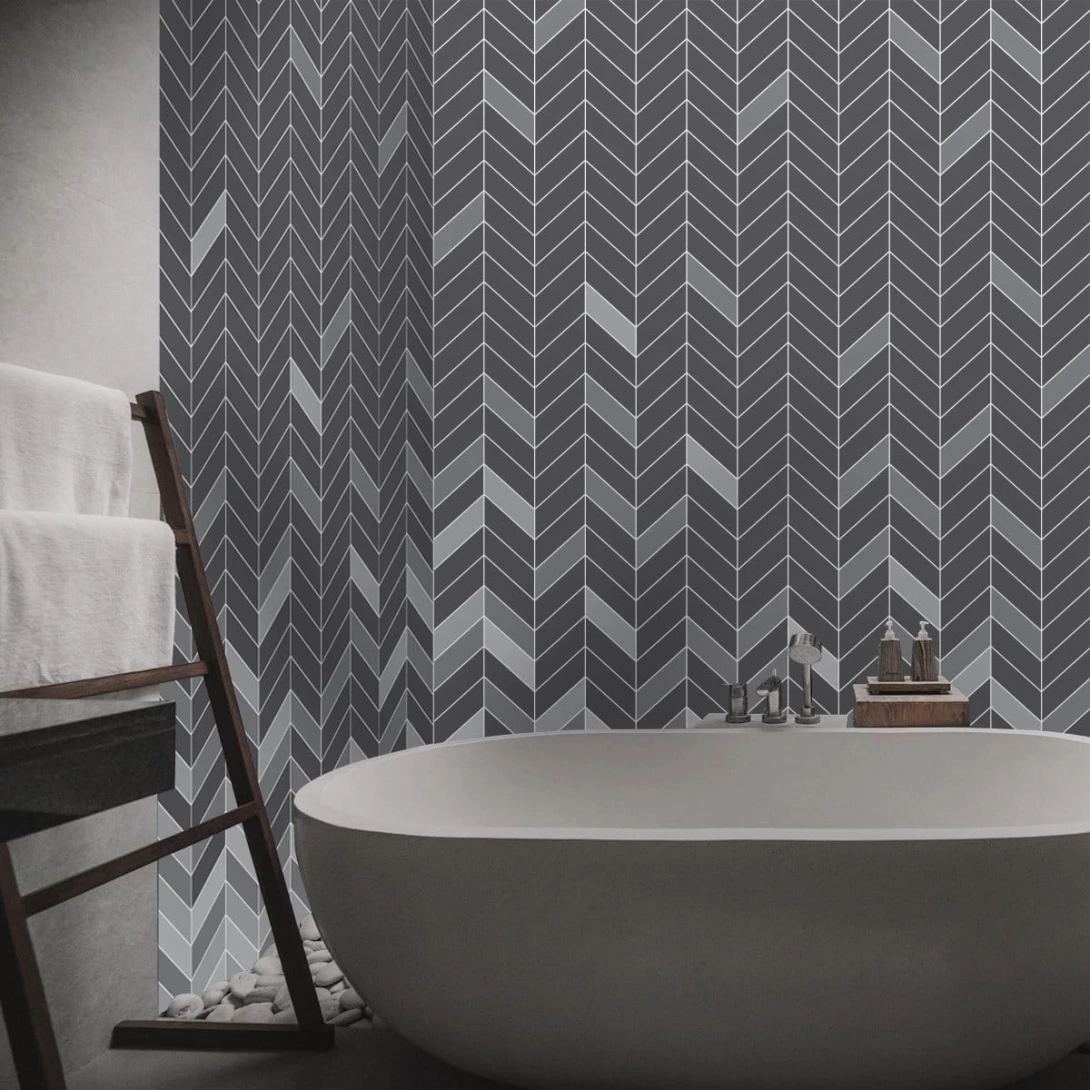 Tapeta Wall Art Geometric Simplicity grafitowy - tapeta jodełka