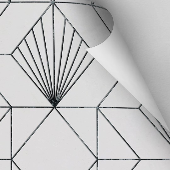 Tapeta Wall Art Geometric Fan Silver - tapeta geometryczna