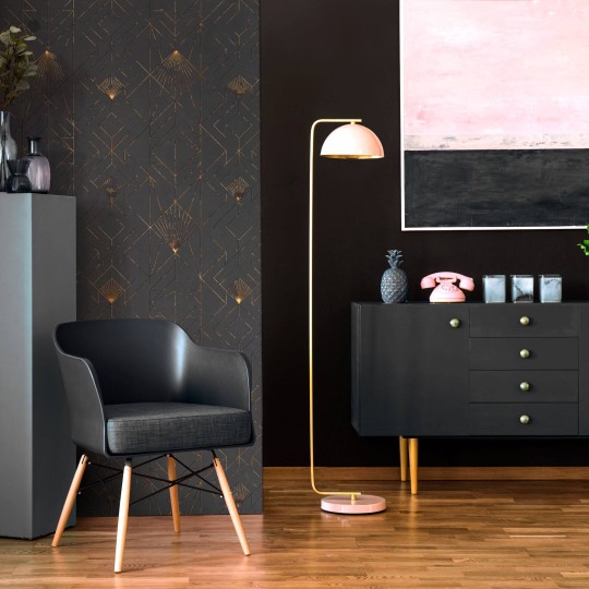 Wall Art Originals Fan Black&Gold - mural geometryczny