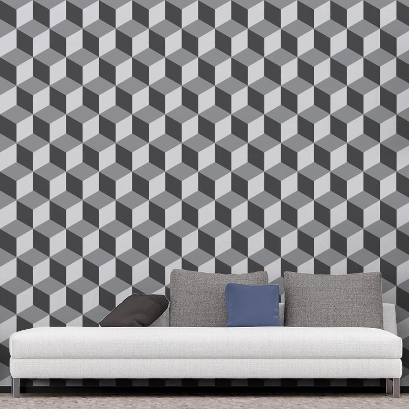 Wall Art Originals Square Plane szary - mural sześciany