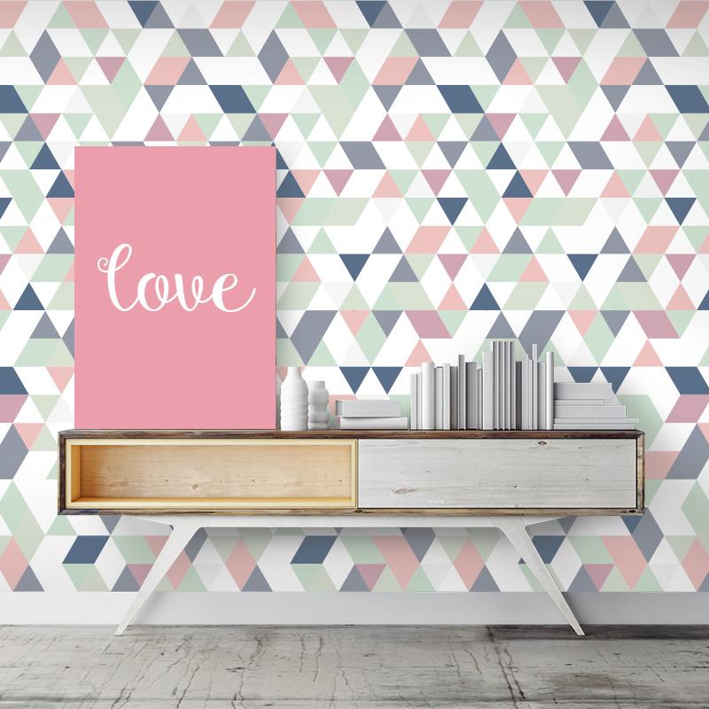Wall Art Originals Triangles Coctail pink&blue - mural trójkąty