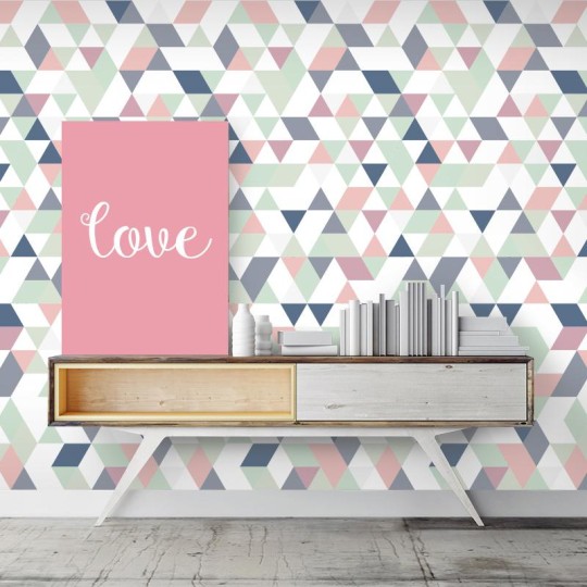 Wall Art Originals Triangles Coctail pink&blue - mural trójkąty