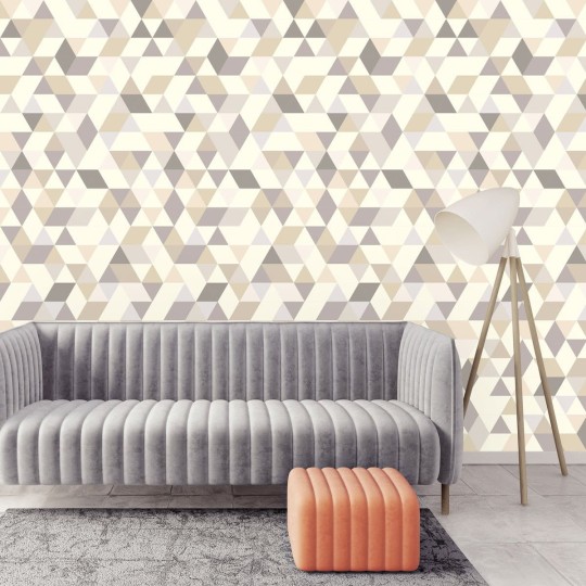 Tapeta Wall Art Geometric Triangles Coctail beige - tapeta trójkąty