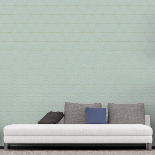 Wall Art Originals Interlace Big miętowy ze złotą fugą - mural geometryczny