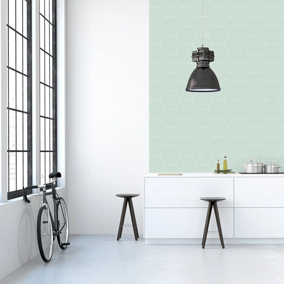 Wall Art Originals Interlace miętowy z białą fugą - mural geometryczny