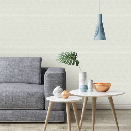 Wall Art Originals Interlace beżowy z białą fugą - mural geometryczny