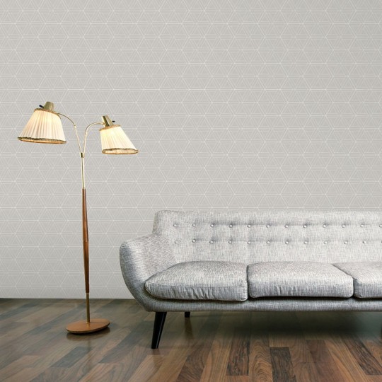 Tapeta Wall Art Geometric Interlace kawowy z białą fugą - tapeta geometryczna