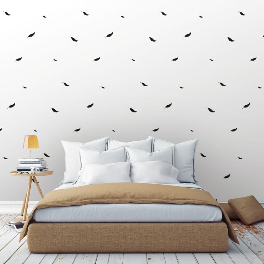 Wall Art Originals Senny Puch biały - mural pióra