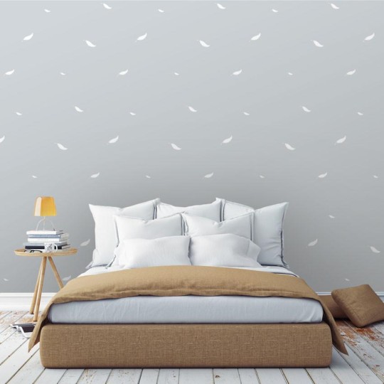 Wall Art Originals Senny Puch szary - mural pióra