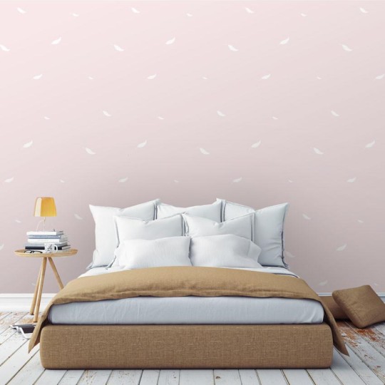 Wall Art Originals Senny Puch różowy - mural pióra