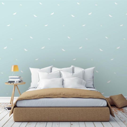 Wall Art Originals Senny Puch miętowy - mural pióra